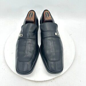 Gucci Men Size UK 8.5D US 9D Dark Black Leather Buckle Penny Loafer Dress Shoes